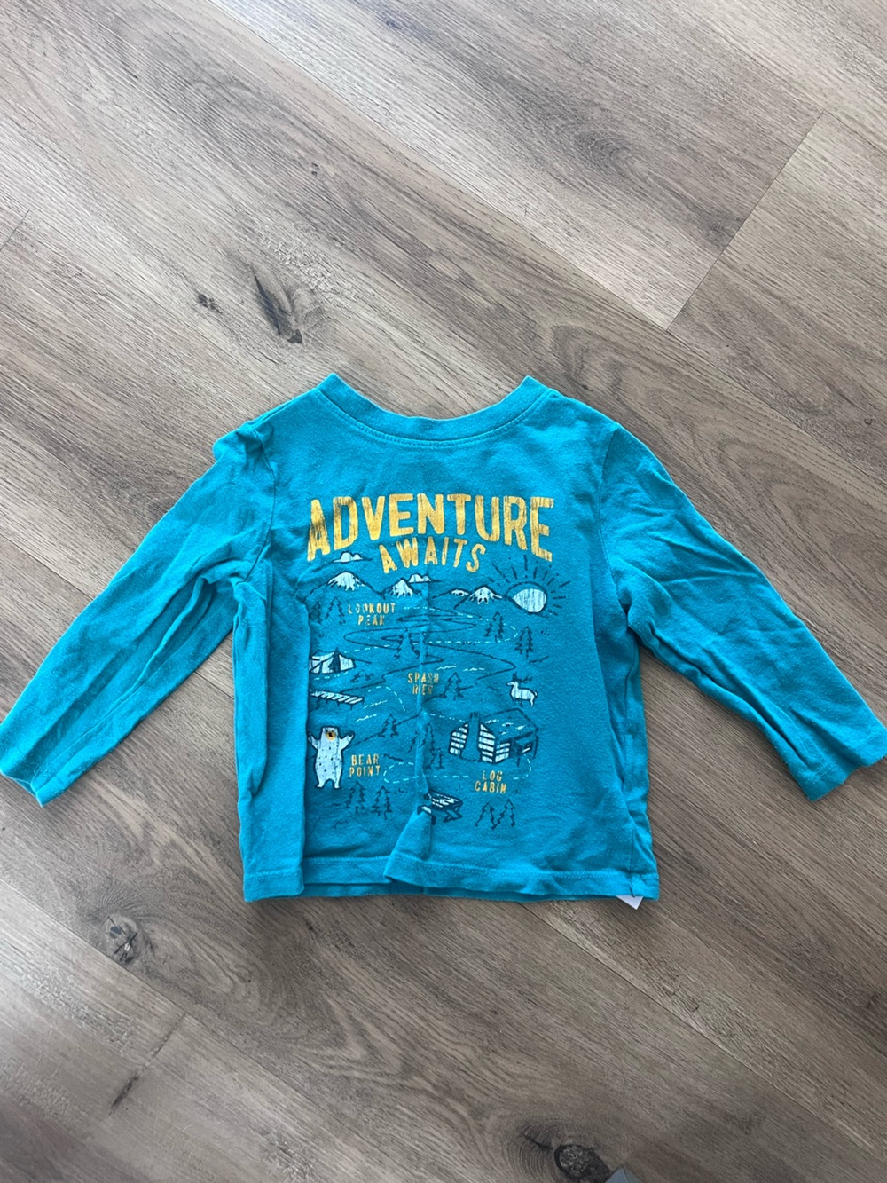 Old Navy Teal 'Adventure Awaits' Long-Sleeve Kids Tee 2T